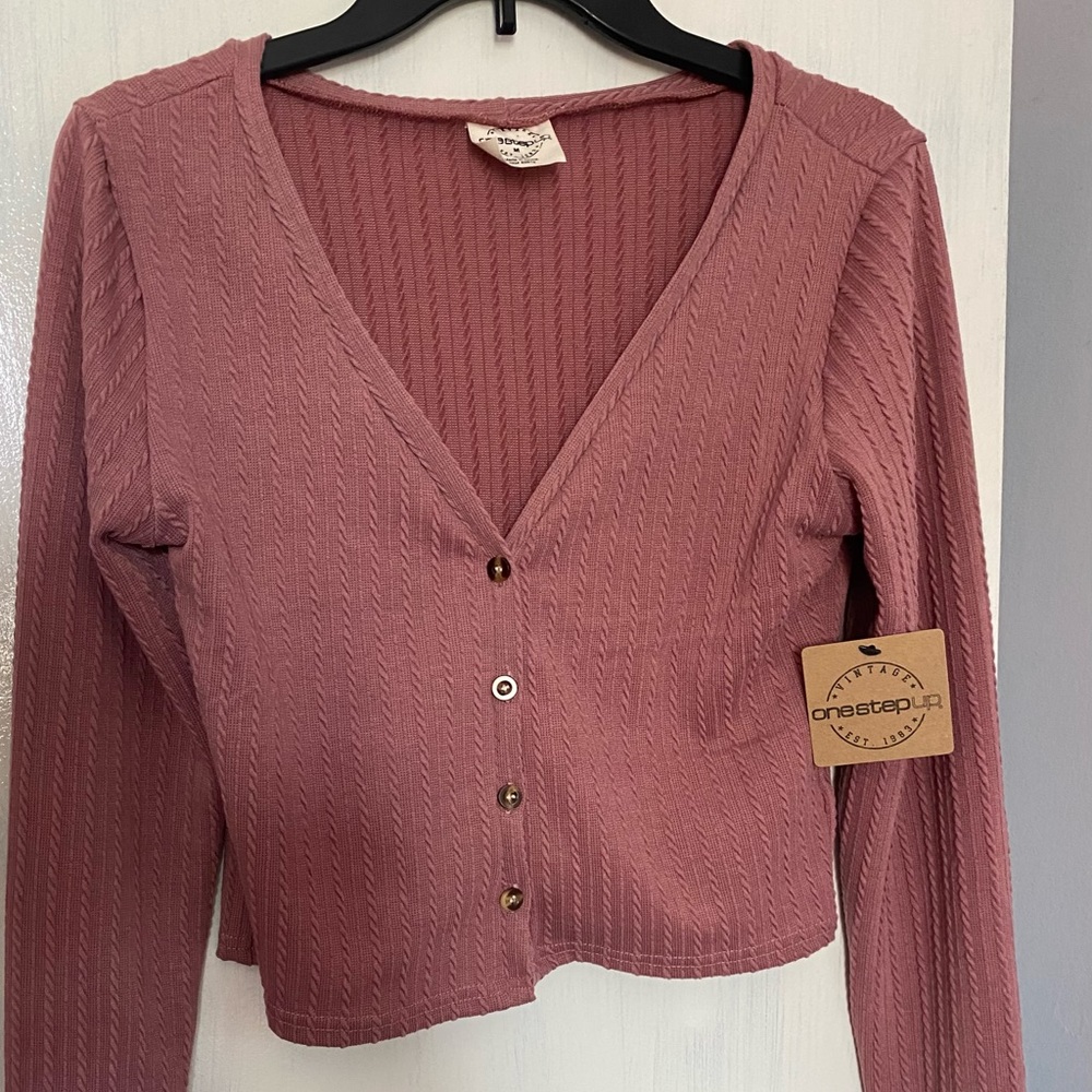 One Step Up Pink Cardigan Sweater